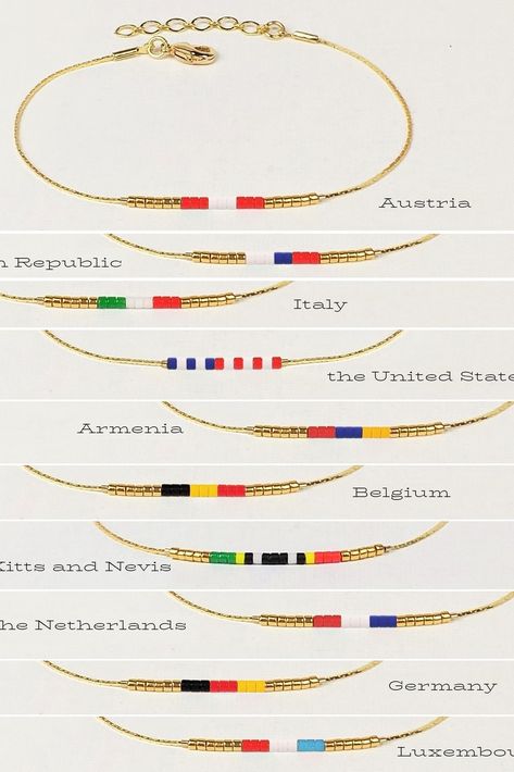 Country Flag Bracelet, Country Colors, Dutch Flag, Flag Beads, Flag Bracelet, Bracelet Chain, Flags Of The World, Evil Eye Necklace, Colorful Bracelets