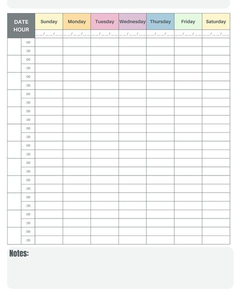 Stay on top of your schedule with this free printable 30-minute appointment calendar! Perfect for work meetings, client bookings, time-blocking, and daily planning, this letter-size (8.5x11") PDF provides structured half-hour time slots to keep your day organized. The printer-friendly black-and-white design is easy to use in planners, binders, or on your desk. Download now and start scheduling with ease! Weekly Appointment Planner, Free Printable Weekly Planner Template, Printable Calendar Numbers, Blank Weekly Planner, Retirement Countdown, Weekly Workout Schedule, Meal Prep Planner, Weekly Planner Free Printable, Block Scheduling