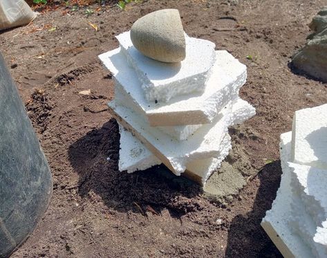 Concrete Rocks Diy, Diy Cement Rocks, Styrofoam Rocks, Fake Landscape Rocks, Making Rocks, Diy Faux Rocks, How To Make Rocks, Root Cellars, Concrete Creations