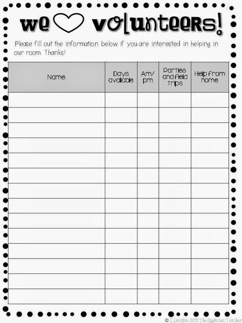 volunteer sign up form Classroom Volunteer Sign Up Sheet, Parent Volunteer Sign Up Sheet, Volunteer Sign Up Sheet Printable Free, Kindergarten Conferences, Volunteer Sign Up Sheet, Parent Volunteer Form, Student Information Form, Dragon Festival, Parent Teacher Conference Forms