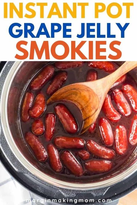 It's super easy to make little smokies in the Instant Pot! These cocktail sausages pressure cook in a flavorful sauce, making an easy appetizer for your holiday parties or game-day gatherings. Instant Pot Lil Smokies, Instant Pot Smokies, Cocktail Weenies Instant Pot, Lil Smokies Instant Pot, Crock Pot Cocktail Weenies, Instant Pot Little Smokies, Cocktail Sausages In Crockpot, Little Smokies Instant Pot, Instant Pot Halloween Recipes