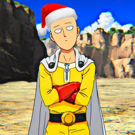 Saitama Christmas, One Punch Man Icons, One Punch Man 2, Caped Baldy, Naruto And Shikamaru, Christmas Anime, Saitama One Punch, Saitama One Punch Man, Mangekyou Sharingan