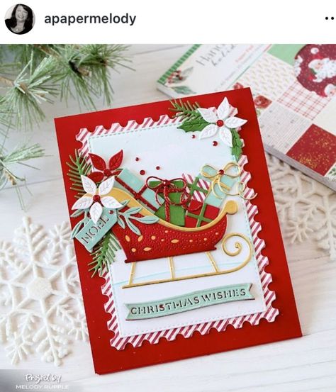 Spellbinders Delivering Joy Sleigh, Joyful Images, Spellbinders Christmas Cards, Stash Ideas, Spellbinders Cards, Card Crafts, Xmas Card, Holiday Paper, Xmas Ideas