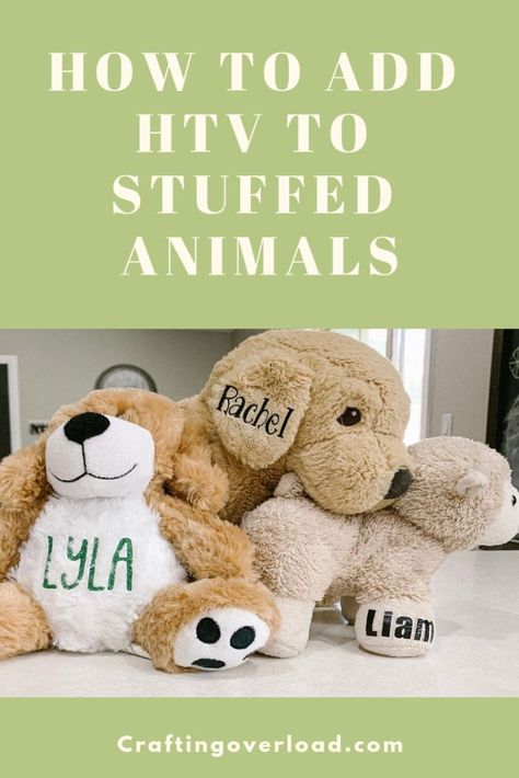 Easter is coming up! Go over to my blog to see the cute, personalized stuffed animals that I made for my kids! #easter #easterbasket #kids #htv Stuffed Animals Diy, Cricut Htv, Big Teddy Bear, Big Teddy, Personalized Stuffed Animals, Cricut Baby, Silhouette School, Diy Pins, Cricut Free