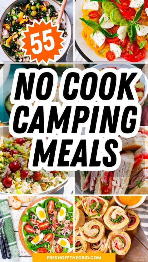 No Cook Camping Food, No Cook Camping Meals, Healthy Camping Snacks, Camp Stove Recipes, Food Without Fire, Food To Take Camping, Easy Camping Dinners, Camp Meals, Camping Food Ideas