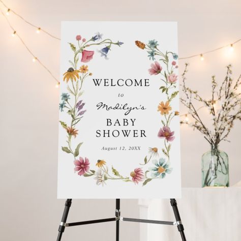 In Bloom Baby Shower Welcome Sign - Baby Shower Welcome Sign Bridal, Garden Baby Showers, Wedding Greenery, Wildflower Baby Shower, Baby In Bloom, Spring Baby Shower, Bloom Baby, Baby Shower Inspiration