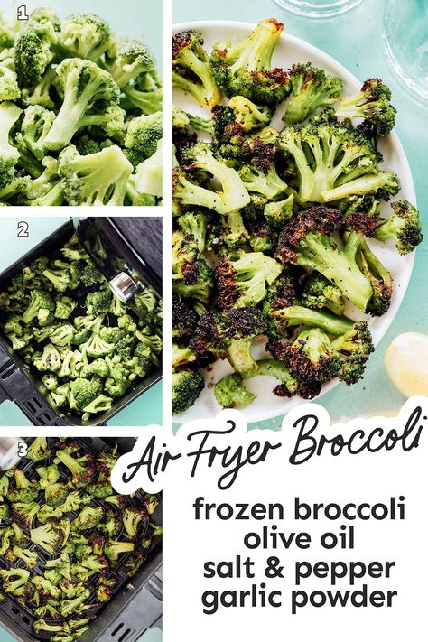 This air fryer frozen broccoli will bring crispness to the next level. Not even the oven can come close to deliciously roasted veggies! It's an easy air fryer recipe that's healthy and perfect for busy weeknights. Frozen Broccoli Air Fryer, Air Fryer Frozen Broccoli, Roast Frozen Broccoli, Parmesan Broccoli, Air Fryer Recipe, Vegetable Side Dishes Recipes, Meatless Main Dishes, Frozen Broccoli, Easy Air Fryer