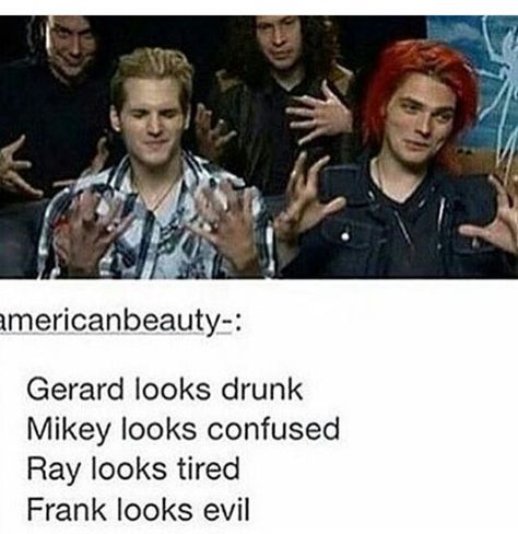 My Chemical Romance Memes, Emo Band Memes, Mcr Memes, Emo Trinity, Emo Memes, I Love Mcr, Palaye Royale, Band Humor, Mikey Way