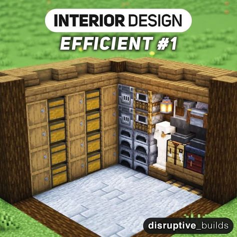 Author : https://www.instagram.com/p/CTbqIsqL_w5/?hl=en Compact Rooms Minecraft, Minecraft Compact Room, Minecraft Underground Base Ideas, Minecraft Storage Room Ideas, Minecraft Storage Room, Minecraft Storage, Minecraft Building Blueprints, Minecraft Idea, Rumah Minecraft Sederhana