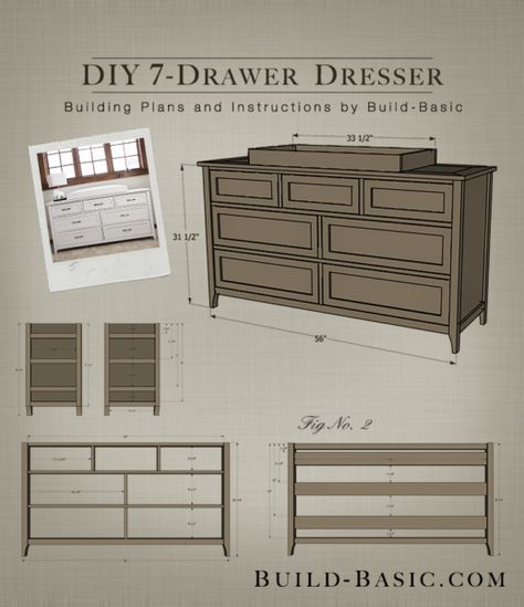 Diy Dresser Build, Diy Dresser Plans, Dresser Plans, Diy Furniture Building, 7 Drawer Dresser, Building Furniture, Diy Dresser, Diy Holz, Woodworking Furniture