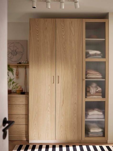 PAX wardrobe system refreshed to impress – IKEA Global Japandi Ikea, Ikea Closet Doors, Japandi Style Bedroom, Bed Colors, Single Door Wardrobe, Bedroom Style Ideas, Mood Board Home, Bedroom Wardrobe Ideas, Ikea Pax Closet