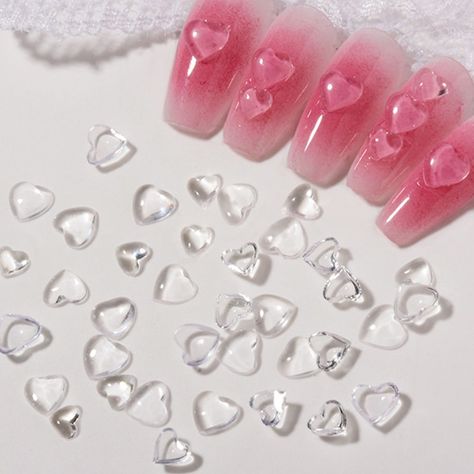 Materials: Resin Package Included: 100pcs Nail Jewelry Use: Manicure Tools Item Type: Rhinestone & Decoration Color: Transparent Due to the light and screen setting difference, the item's color may be slightly different from the pictures. Please allow slight dimension difference due to different manual measurement. Nails Accessories, 3d Collage, Nail Art Charms, Heart Nail, Heart Nail Art, Nail Art Jewelry, Blush Nails, Pretty Gel Nails, Really Cute Nails