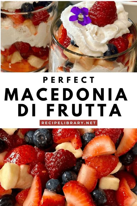 This Italian fruit salad, called Macedonia di Frutta, is a fresh and light dessert that's perfect year-round. Once you taste it, you'll absolutely love it! Italian Fruit Salad, Italian Fruit, Fresh Fruit Desserts, Unique Salad, Light Dessert, Light Desserts, Yummy Salad Recipes, Individual Servings, Fruit Salad Recipes