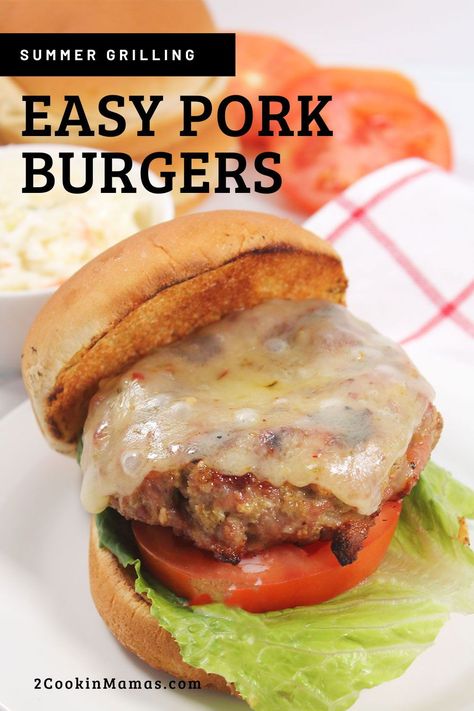 Pork Burger Recipes Ground, Smoked Pork Burgers, Ground Pork Burgers Recipes, Pork Burgers Recipes Ground, Pork Patties Recipes, Summer Healthy Dinner, Ground Pork Burgers, Healthy Dinner Food, Pork Burgers Recipes