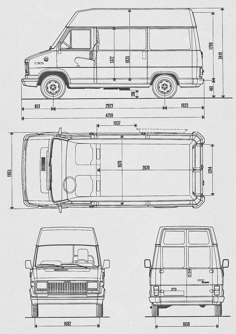 Fiat Ducato 1982 Blueprint - Download free blueprint for 3D modeling Blueprint For 3d Modeling, Volkswagen Transporter T4, Jimny Suzuki, Peugeot Expert, T4 Transporter, Camper Van Conversion Diy, Camper Van Conversion, Van Design, Volkswagen Transporter