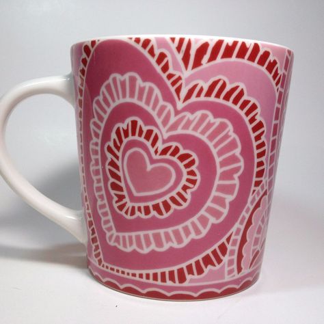 Diy Painted Vases, Starbucks Advertising, Starbucks Valentines, Heart Mug, Pink Starbucks, Pinterest Party, Starbucks Mugs, Painted Vases, Love Coffee