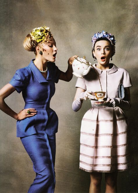 Tea Time #Vogue Veuve Cliquot, Mode Editorials, Ladies Who Lunch, Ellen Von Unwerth, Paule Ka, Face Chart, My Cup Of Tea, Mode Vintage, High Tea