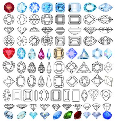 Cut precious gem stones set vector Jewel Drawing, Gem Drawing, Jewelry Rendering, Jewellery Design Sketches, Gemstone Art, Jewelry Illustration, Jewelry Design Drawing, Jewelry Drawing, Gems Art