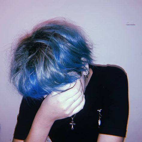 ­    ­­     ­𝗶𝗿𝗲𝗻𝗲 (@kyu19r) in Instagram #bluehair #blue #hair #bluehairboy #blue hair men Aesthetic Blue Hair, Blue Aesthetic Pfp, Blue Hairstyles, Pfp Wallpapers, Hair Anime, Pfp Aesthetic, Aesthetic Pfp, Blue Hair, Hairstyles