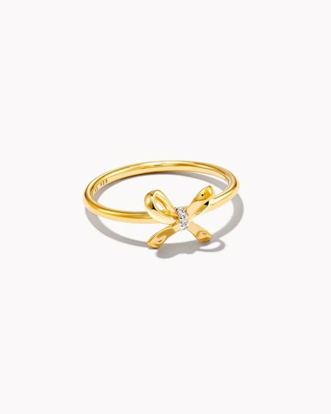 Bow 18k Yellow Gold Vermeil Band Ring in White Diamond | Kendra Scott Kendra Scott Ring Gold, Kendra Scott Rings, Kendra Scott Ring, Preppy Jewelry, Earring Inspo, Diamond Bows, Bow Ring, Bow Jewelry, Classy Jewelry