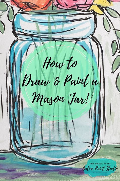 Inspirational Acrylic Painting Ideas, Painting A Mason Jar, Simple Spring Paintings, Spring Painting Ideas On Canvas Easy, Simple Spring Painting Ideas, Spring Painting Ideas On Wood, How To Paint Jars With Acrylic, Painting Spring Flowers, Easy Paint Tutorials