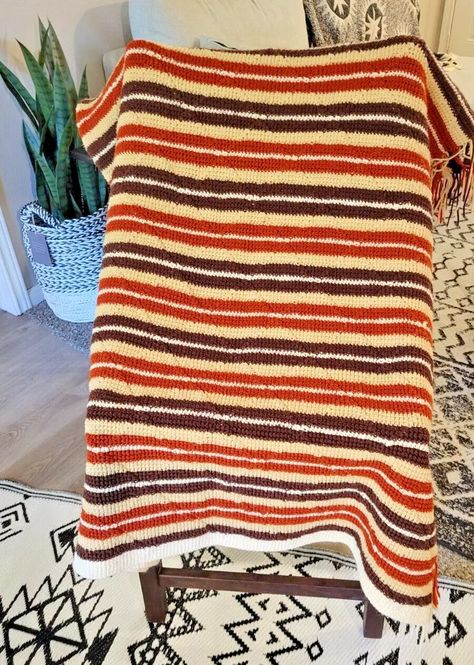 #fallbedroomdecor #falllivingroomdecor #autumnvibes #fallvibes #afghanblanket #autumnal #hygge Elevated Bedroom, Historical Decor, Striped Afghan, Crochet Throws, Texas Home Decor, Fall Bedroom Decor, Ultimate Man Cave, Fall Stripes, Fall Living Room Decor