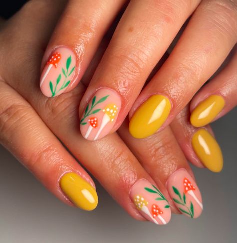 21+ Mystical Mushroom Nails to Try Now - ♡ July Blossom ♡ Dnd Fall Nail Colors, Dnd Nail Colors, Mushroom Nails, Nail Specialist, Simple Spring Nails, 2023 Nails, Nail Color Ideas, Nails Gold, Cute Spring Nails