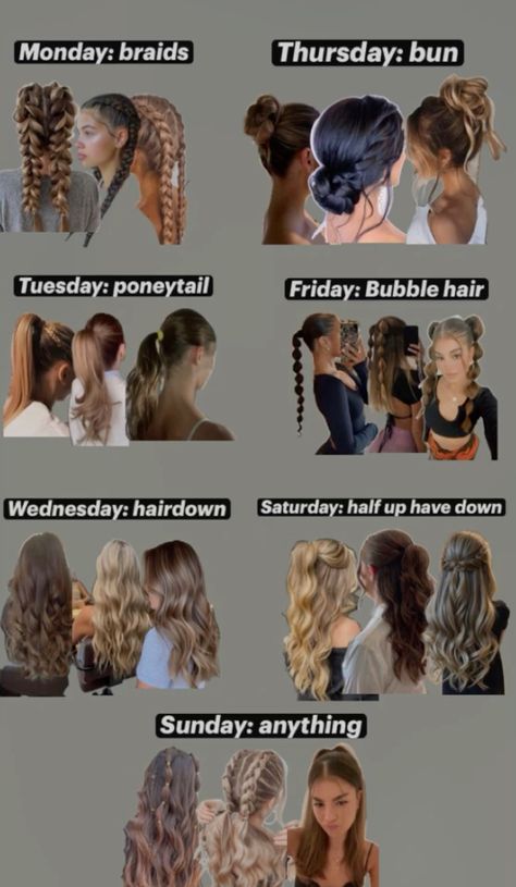 Hairstyles For Days Of The Week, Hair Braid Diy, Easy Curly Hairstyles, Church Hairstyles, Hairstyle Examples, Cute Hair Ideas, Easy Hairstyles For Thick Hair, Cute Haircuts, Hairstyles For Thick Hair