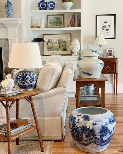 Rich Furniture, Coastal Luxe, Blue And White Living Room, French Country Living, French Country Living Room, Blue White Decor, Classic Interiors, Country Living Room, White Living Room