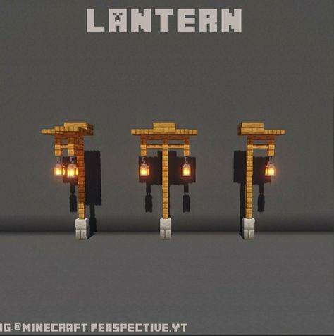 Lamposts Minecraft, Mincraft Lamppost, Light Poles Minecraft, Street Light Ideas Minecraft, Lights Minecraft Ideas, Minecraft Lantern Post, Well Ideas Minecraft, Lamp Post Minecraft Ideas, Minecraft Japanese Street Lamp