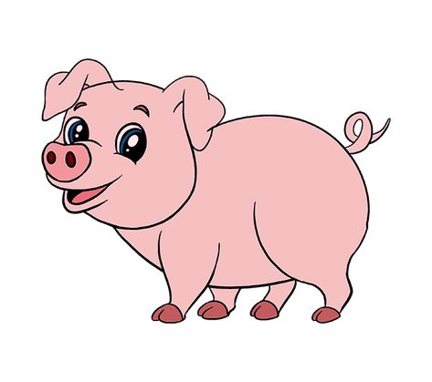 How to Draw a Cartoon Pig in a Few Easy Steps | Easy Drawing Guides Pig Face Drawing, Pig Drawing Easy, Piglet Drawing, Pig Outline, Blind Drawing, Inkscape Tutorials, Pig Pictures, Pig Drawing, Farm Animal Coloring Pages