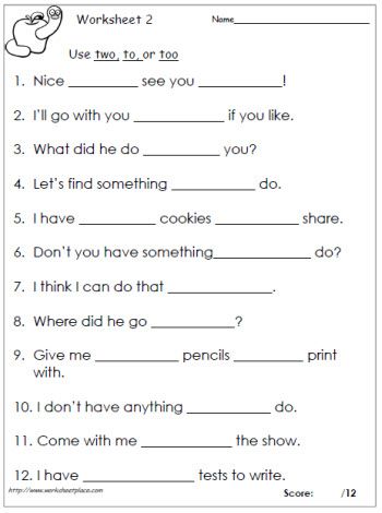 To, too, or two? To Two Too Worksheet, To Too Two Worksheet, Spelling Mnemonics, To Too Two, Third Grade Homeschool, English Grammar For Kids, Reading Comprehension Lessons, First Grade Phonics, English Grammar Worksheets