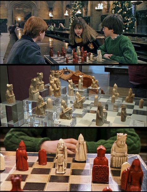 The Wizard Chess Set that Harry and Ron played with in Sorcerer’s Stone was modeled after the real-world Lewis Chessmen--an ancient Nordic chess set that can be seen in the British Museum, Site #18 of www.harrypotterplaces.com/london-and-london-side-along-apparations. #HarryPotterForever #Potterheads #Hogwarts Ron Weasley Chess, Harry Potter Chess Set, Harry Potter Chess, Wizard Chess Set, Lewis Chessmen, Harry And Ron, Christmas Carvings, Harry Potter Places, Wizard Chess