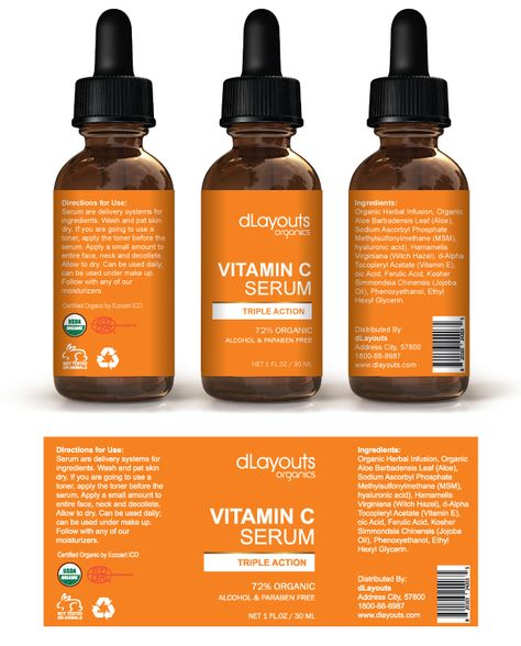 Vitamin C Serum Label Template http://www.dlayouts.com/template/922/vitamin-c-serum-label-template Vitamin C Serum Packaging Design, Serum Label Design, Label Minuman, Serum Packaging, Medicine Package, Packaging And Label Design, Kali Hindu, Organic Serum, Packaging And Label