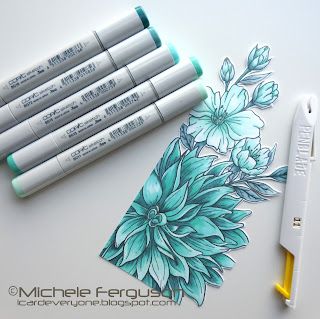 Copic Marker Drawings, Copic Markers Tutorial, Pink Studio, Alcohol Ink Markers, Ohuhu Markers, Slimline Cards, Altenew Cards, Ink Blending, Pinkfresh Studio