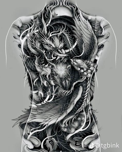 Dragon Tattoo Full Back, Beautiful Angel Tattoos, Traditional Japanese Tattoo Designs, Dragon Tattoo Sketch, Tattoo Japanese Style, Half Sleeve Tattoos Drawings, Hip Thigh Tattoos, Tattoo Lettering Styles, Back Piece Tattoo