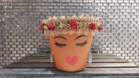 Sassy Soul Sister, Head Face Planter With Glasses, Planter With Drainage, Planters and Pots, Cute Planter, Flower Pots, Planter, Unique Gift - Etsy Face Pots, Face Plant Pot, Pot Painting, Face Planters, Painted Flower Pots, Soul Sister, Painted Flower, Diy Garden Projects, Soul Sisters