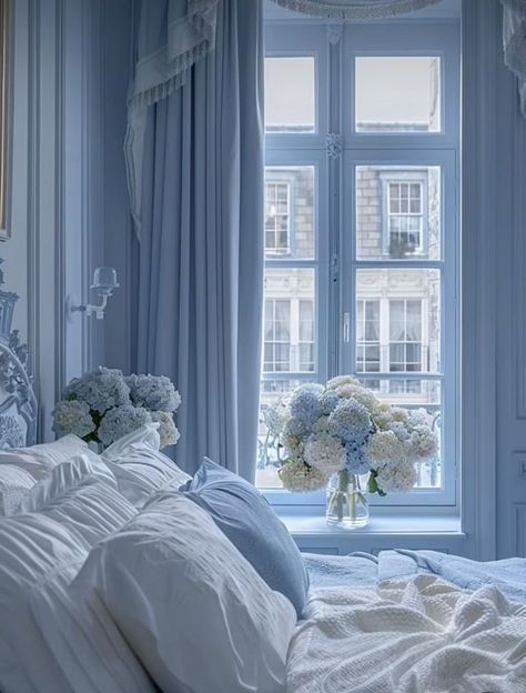 Baby Blue Bedrooms, Light Blue Rooms, Blue Walls Living Room, Light Blue Bedroom, Bedroom Ideas For Small Rooms, Bedroom Wall Decoration, Dream Bedroom Inspiration, Wall Decoration Ideas, Beachy Room