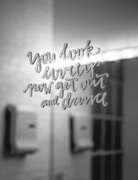 Mirror Writing Aesthetic, Mirror Writing, Ladies Bathroom, Loft Ceiling, Dance Mirrors, Wedding Bathroom, Jim Thorpe, White Loft, Ladies Room