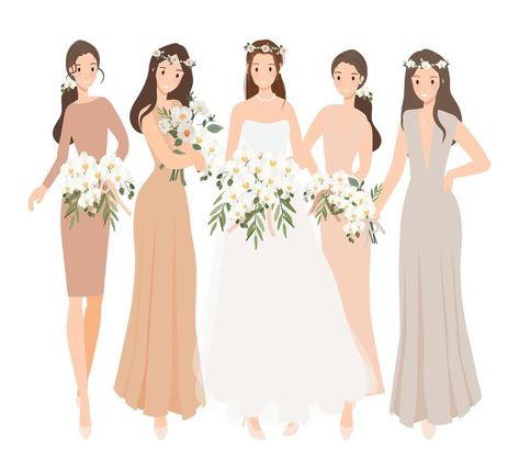 Wedding Entourage, Dress Logo, Wedding Color Combos, Bridesmaid Dresses Boho, Happy Bride, Dress Illustration, Champagne Dress, Brown Wedding, Boho Bridesmaid