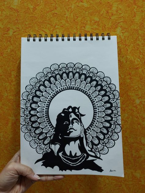 Bhagwan Drawing, Shiva Mandala Art, Shiva Mandala, Mandala Book, Easy Mandala, Easy Mandala Drawing, Simple Mandala, Mandala Designs, Diy Envelope