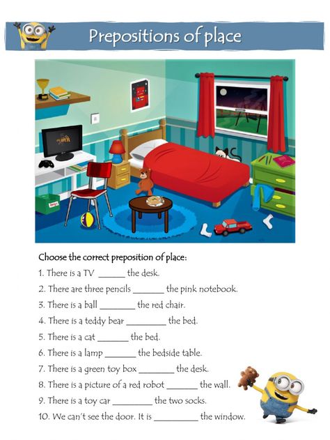 Prepositions of place interactive worksheet for Junior b, Senior a, Senior b. You can do the exercises online or download the worksheet as pdf. Preposition Pictures, Preposition Worksheets, English Prepositions, English Grammar For Kids, Grammar For Kids, Teaching English Grammar, English Exercises, English Lessons For Kids, English Activities