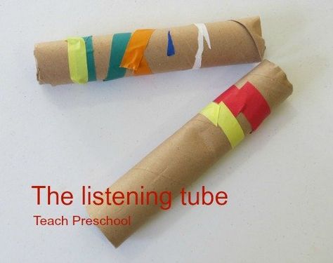 We have been exploring our sense of hearing by listening to things around the classroom but we started our day by listening with our simple to make listening tubes...    Each child got their own listening tube during circle time and was invited to Childcare Organization, 5 Senses Craft, 5 Senses Preschool, Five Senses Preschool, Sense Of Hearing, 5 Senses Activities, Senses Preschool, My Five Senses, Teach Preschool