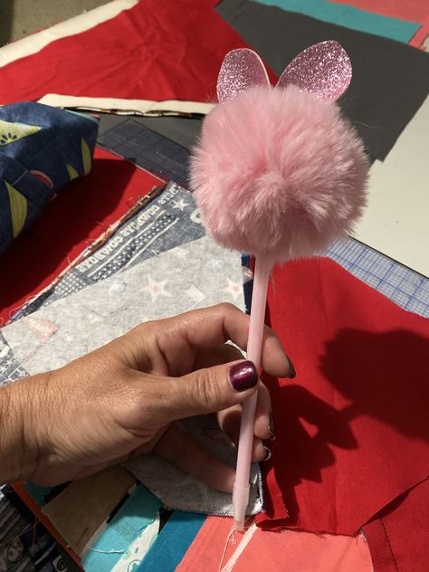 Pink bunny Pom Pom pen. Pen Aesthetic, Pencil Collection, Pink Pens, Pink Bunny, Pens And Pencils, Pink Vibes, Everything Pink, Ink Pen, Aesthetic Design