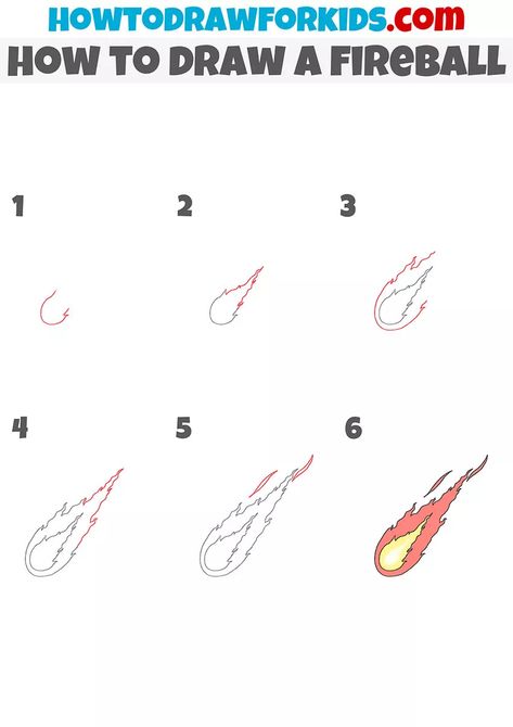 How to Draw a Fireball - Easy Drawing Tutorial For Kids Fireball Drawing, Art Steps, Drawing Basics, Sketchbook Diary, 30 Day Art Challenge, How To Draw Steps, Easy Drawing Tutorial, Drawing Tutorials For Kids, English Lessons For Kids