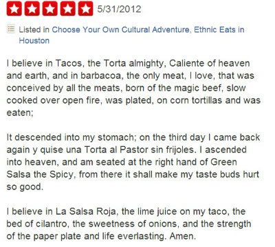 16 Greatest Yelp Reviews of All Time Funny Yelp Reviews, Yelp Reviews, Heaven On Earth, All Time, All About Time, Tacos, Humor, Funny, Humour