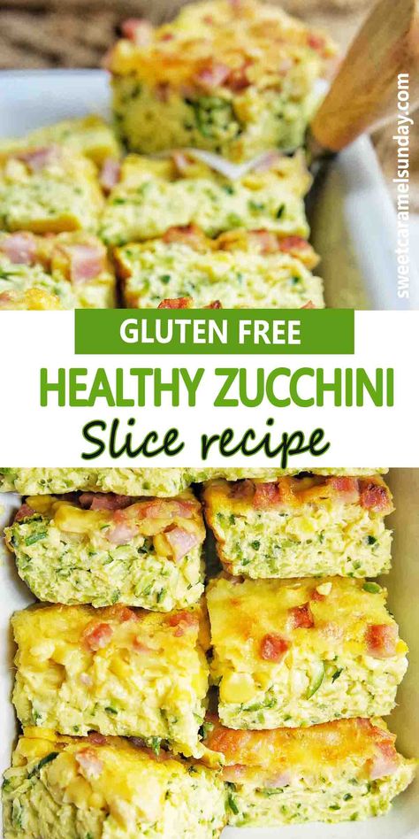 Gluten Free Zucchini Slice, Healthy Zucchini Slice, Eggs Zucchini, Gluten Free Zucchini Recipes, Gluten Free Vegetables, Slice Recipe, Gluten Free Lunch, Healthy Vegetable Recipes, Healthy Zucchini