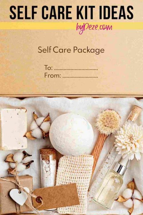 Self Care Package Ideas, Self Care Kit Gift, Diy Self Care, Easy Self Care, Care Package Ideas, Self Care Package, Self Care Kit, Care Basket, Wellness Kit