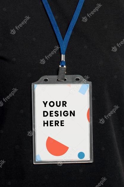 Free PSD | Name tag mockup psd with abstract pattern Event Badge Design, Black Business Card Mockup, Event Badges, Employee Id Card, Tag Mockup, Leather Lanyard, Black Business Card, Badge Design, Mockup Free Psd