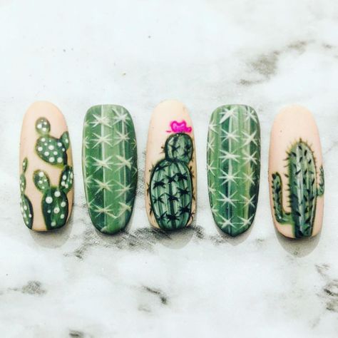 Cactus Nail Art Designs, Cacti Nails, Az Nails, Cactus Nail Art, Succulent Nails, Desert Nails, Cactus Nails, Nails Practice, Homemade Dry Shampoo